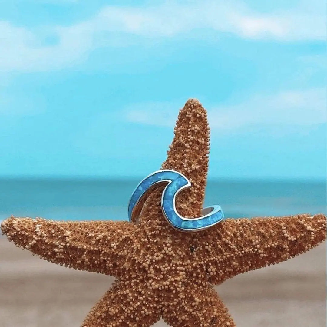 Ocean Waves Ring made of Opal and Silver