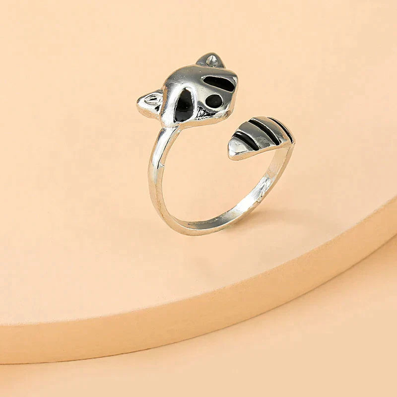 Adjustable Raccoon Ring made of 925 Silver