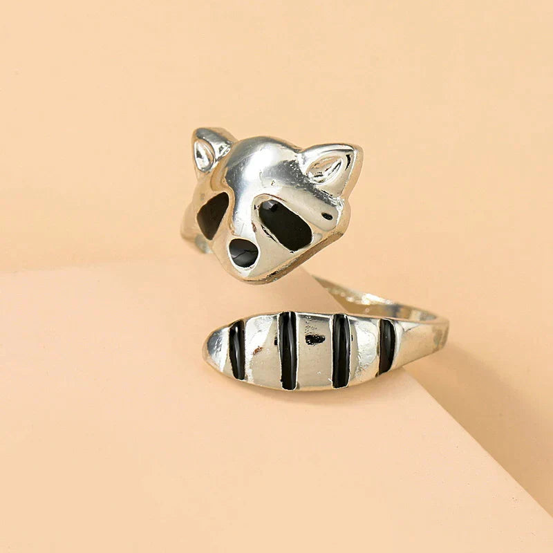 Adjustable Raccoon Ring made of 925 Silver
