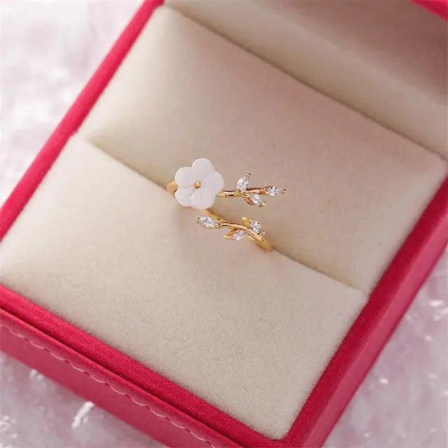 Adjustable Wildflower Ring with Gold