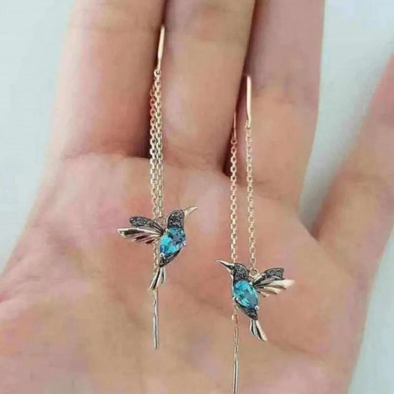 Hummingbird enamel and zirconia earrings
