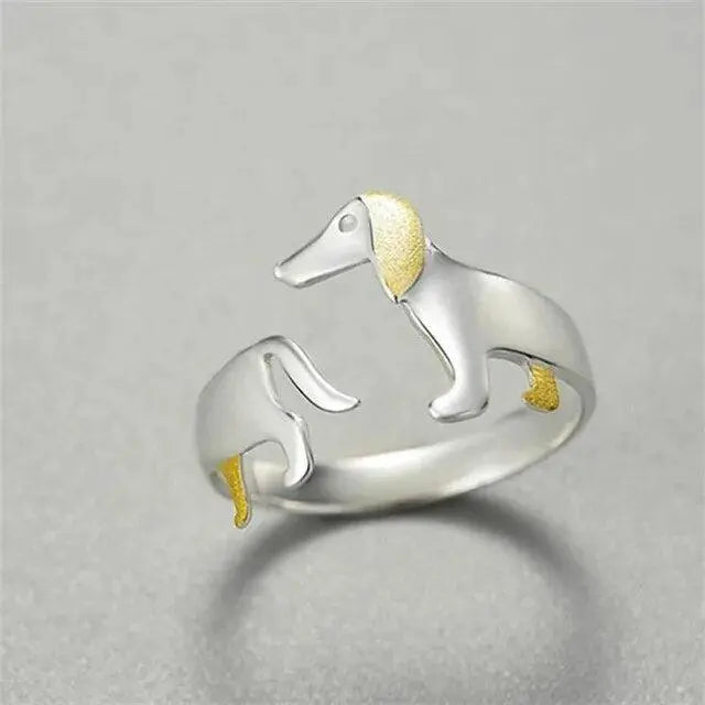 925 Sterling Silver Dachshund Ring