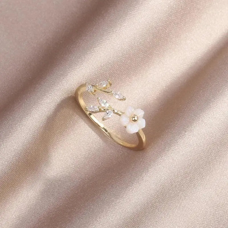 Adjustable Wildflower Ring with Gold