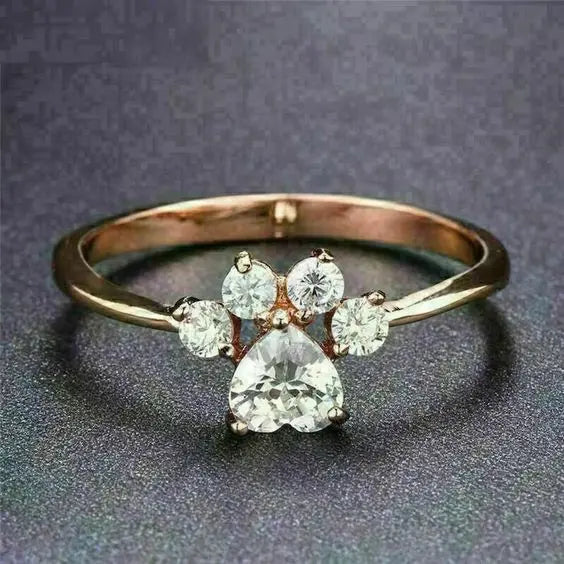 Vintage Zirconia Paw Ring