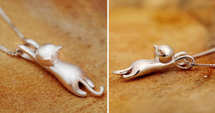 Playful Cat Necklace made of 925 Sterling Silver