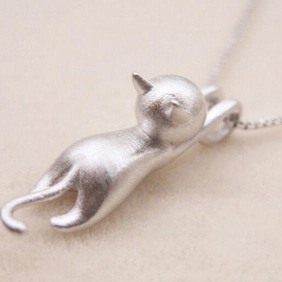 Playful Cat Necklace made of 925 Sterling Silver